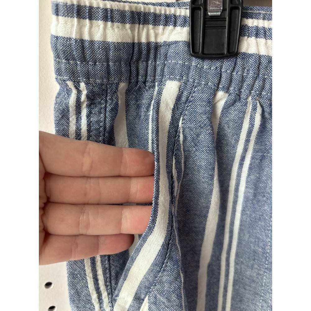 Nautica Women's‎ Lg Pull On Linen Viscose Drawstring Shorts Blue White Striped - Picture 3 of 7